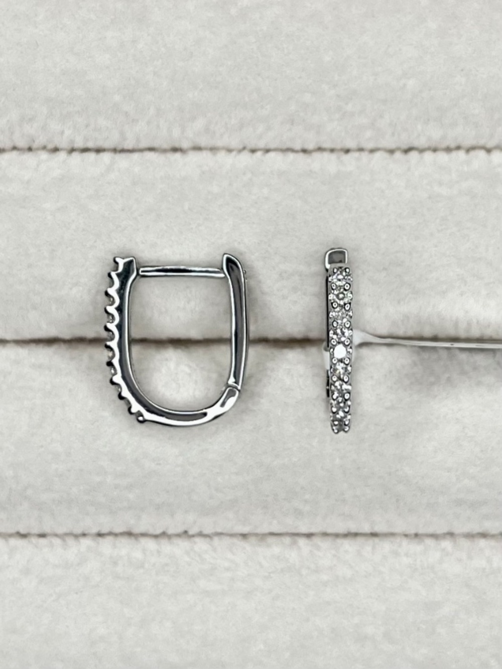 E046 | Genuine Diamond U-Shaped Huggie Hoops